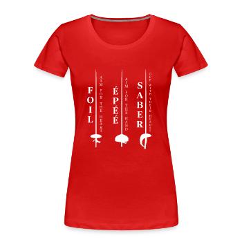 Fleuret Épée Sabre Escrime - T-shirt bio Premium Femme - rouge - Devant - Mia (176cm)