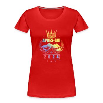 Après-ski 2024 Vacances de ski colorées à la montagne - T-shirt bio Premium Femme - rouge - Devant - Mia (176cm)