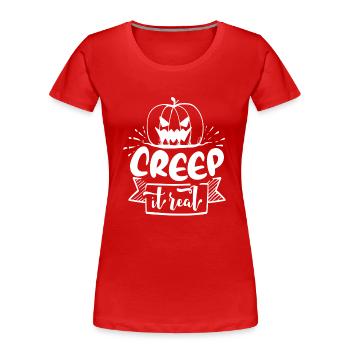 Creep it Real Pumpkin - weiß - Frauen Premium Bio T-Shirt - Rot - Vorne - Mia (176cm)