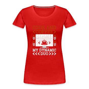 Café Codage Programmeur Codeur Développeur Nerd Coff - T-shirt bio Premium Femme - rouge - Devant - Mia (176cm)