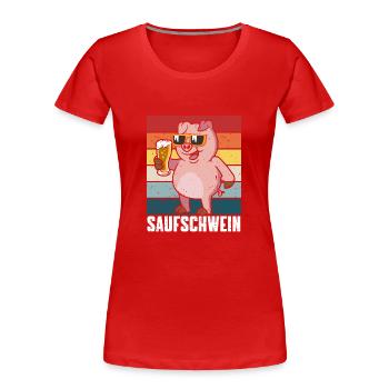 Buveur de bière Cochon Booze Fête de la bière - T-shirt bio Premium Femme - rouge - Devant - Mia (176cm)
