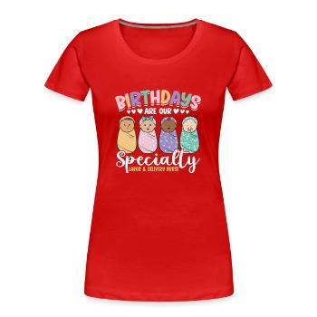 Krankenschwester Baby Entbindungsschwester - Frauen Premium Bio T-Shirt - Rot - Vorne - Mia (176cm)