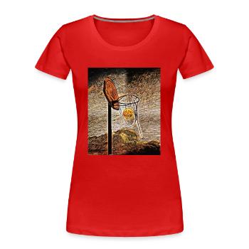 Basket-ball au clair de lune - T-shirt bio Premium Femme - rouge - Devant - Mia (176cm)