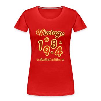 Vintage 1984 Birthday Funny Retro Numbers - Women's Premium Organic T-Shirt - red - Front - Mia (176cm)