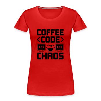 Café Codage Programmeur Codeur Développeur Nerd Coff - T-shirt bio Premium Femme - rouge - Devant - Mia (176cm)