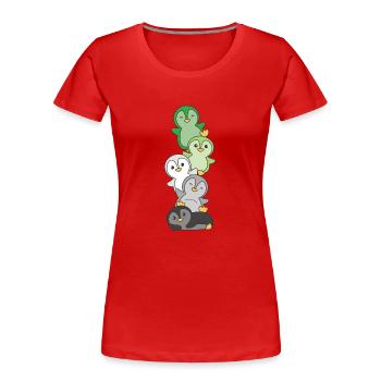 Aromance drapeau fierté LGBTQ mignon pingouin pile - T-shirt bio Premium Femme - rouge - Devant - Mia (176cm)