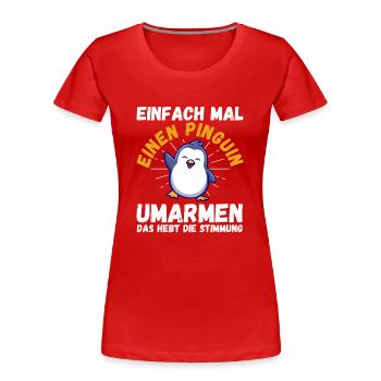 Pingouin mignon - T-shirt bio Premium Femme - rouge - Devant - Mia (176cm)