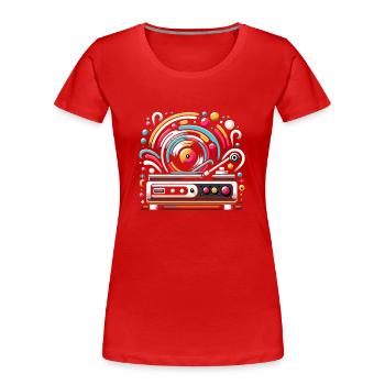 Disques vinyles Lp Collectionneurs Amateurs de disques - T-shirt bio Premium Femme - rouge - Devant - Mia (176cm)