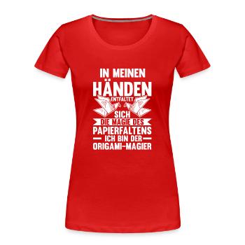 Japanische Faltkunst Origami - Frauen Premium Bio T-Shirt - Rot - Vorne - Mia (176cm)