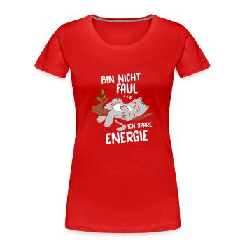 I'm not lazy, I save energy, cat - Women's Premium Organic T-Shirt - red - Front - Mia (176cm)