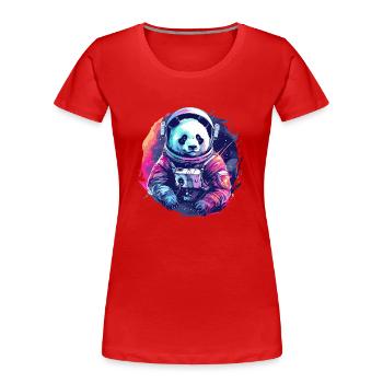 Panda Astronaut - Bamboo Rocket Adventures - Frauen Premium Bio T-Shirt - Rot - Vorne - Mia (176cm)