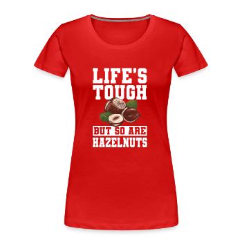 Funny Hazelnut Gift - Women's Premium Organic T-Shirt - red - Front - Mia (176cm)