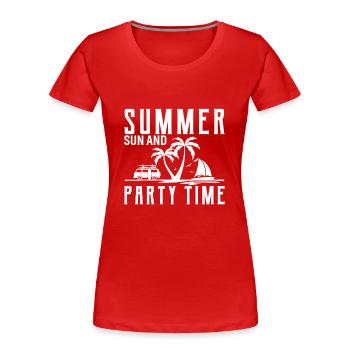 Sommer, Sonne Und Partyzeit - Frauen Premium Bio T-Shirt - Rot - Vorne - Mia (176cm)