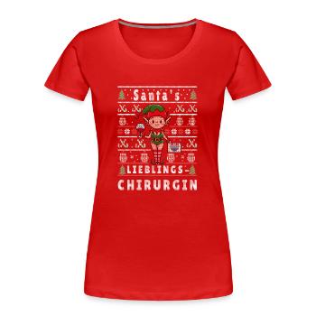 Noël moche LE CHIRURGIEN PRÉFÉRÉ DU PÈRE NOËL - T-shirt bio Premium Femme - rouge - Devant - Mia (176cm)
