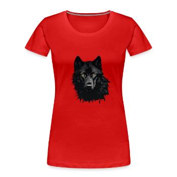 Schwarzer Wolf - Frauen Premium Bio T-Shirt - Rot - Vorne - Mia (176cm)
