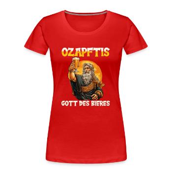 Buveur de bière Amateurs de bière Boire de l’alcool Bière de fête - T-shirt bio Premium Femme - rouge - Devant - Mia (176cm)