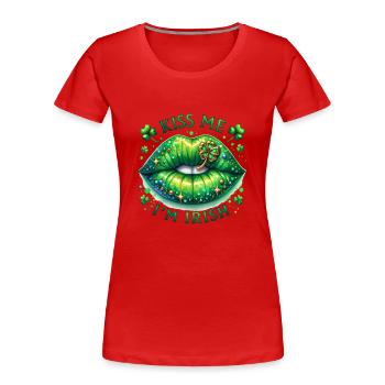 Kiss Me I’m Irish - Fête de la Saint-Patrick - T-shirt bio Premium Femme - rouge - Devant - Mia (176cm)