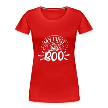 Mein erster Boo - Halloween-Kürbisse - Frauen Premium Bio T-Shirt - Rot - Vorne - Mia (176cm)