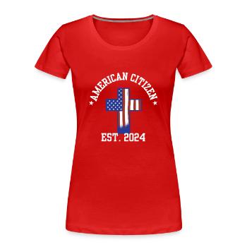 American Citizen Est 2024 US Flag Naturalized - Women's Premium Organic T-Shirt - red - Front - Mia (176cm)