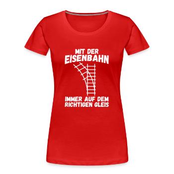 Modelleisenbahn Modellzug Zug Eisenbahner Eisenbah - Frauen Premium Bio T-Shirt - Rot - Vorne - Mia (176cm)