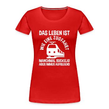 Modelleisenbahn Modellzug Zug Eisenbahner Eisenbah - Frauen Premium Bio T-Shirt - Rot - Vorne - Mia (176cm)
