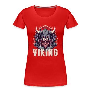Viking Berserker Valhalla Norse Warrior - Women's Premium Organic T-Shirt - red - Front - Mia (176cm)