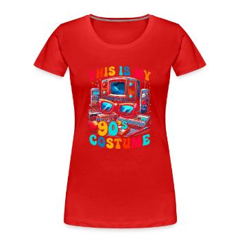 Das ist mein 90er Kostüm - Frauen Premium Bio T-Shirt - Rot - Vorne - Mia (176cm)