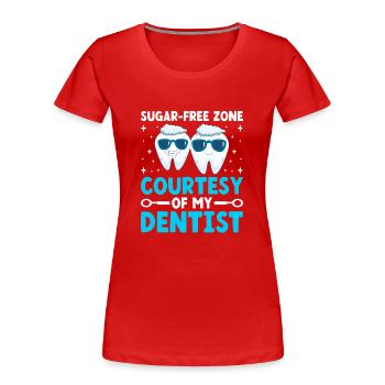 Zone sans sucre avec l’aimable autorisation de My Dentist Dental Dent - T-shirt bio Premium Femme - rouge - Devant - Mia (176cm)