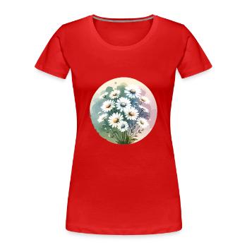 Gänseblümchen gezeichnet - Frauen Premium Bio T-Shirt - Rot - Vorne - Mia (176cm)