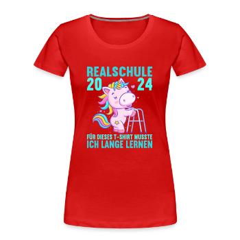 Realschule Junge Mädchen Realschule 2024 - Frauen Premium Bio T-Shirt - Rot - Vorne - Mia (176cm)