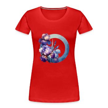 Schwertlilien gezeichnet - Frauen Premium Bio T-Shirt - Rot - Vorne - Mia (176cm)