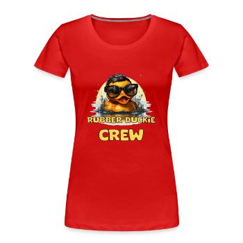 Lustige Gummi Ente Mit Spruch - Frauen Premium Bio T-Shirt - Rot - Vorne - Mia (176cm)