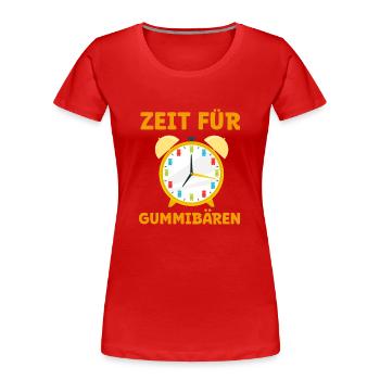 C’est l’heure des oursons en gélatine ! Bonbons Gummy Bear Watch - T-shirt bio Premium Femme - rouge - Devant - Mia (176cm)