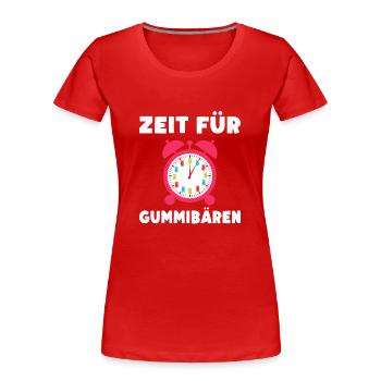 C’est l’heure des oursons en gélatine ! Bonbons Gummy Bear Watch - T-shirt bio Premium Femme - rouge - Devant - Mia (176cm)