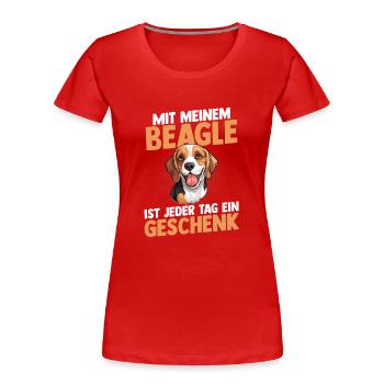 Chien Beagle - T-shirt bio Premium Femme - rouge - Devant - Mia (176cm)