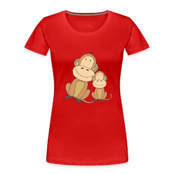 affe mit kind - Frauen Premium Bio T-Shirt - Rot - Vorne - Mia (176cm)