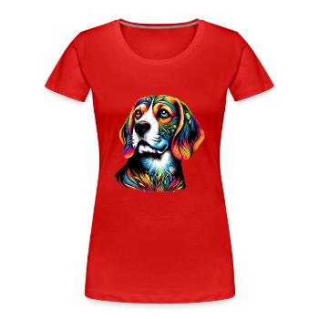 Beagle Hund - Frauen Premium Bio T-Shirt - Rot - Vorne - Mia (176cm)