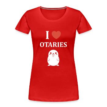 Animal mignon humour otarie - T-shirt bio Premium Femme - rouge - Devant - Mia (176cm)
