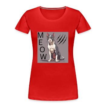 Angry Cat - Frauen Premium Bio T-Shirt - Rot - Vorne - Mia (176cm)