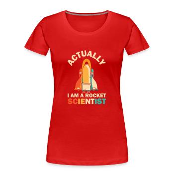 Retro Rocket Scientist Raumfahrer Spaceshuttle - Frauen Premium Bio T-Shirt - Rot - Vorne - Mia (176cm)