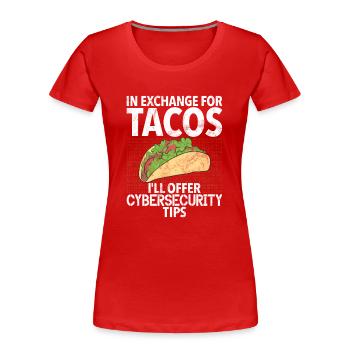 Cyber security hacker hacking - Women's Premium Organic T-Shirt - red - Front - Mia (176cm)