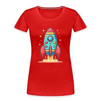 kindlich gestaltete Rakete - Frauen Premium Bio T-Shirt - Rot - Vorne - Mia (176cm)