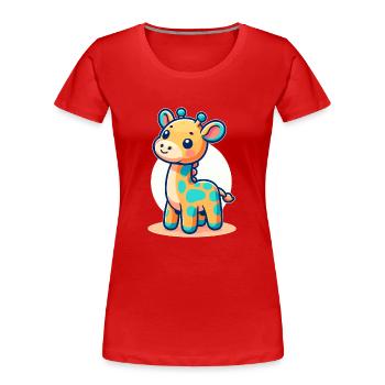 kindlich gestaltete Giraffe - Frauen Premium Bio T-Shirt - Rot - Vorne - Mia (176cm)