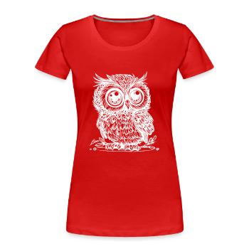 Süsse Eule - Kleiner Kauz - Frauen Premium Bio T-Shirt - Rot - Vorne - Mia (176cm)