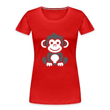 Humour petit singe babouin - T-shirt bio Premium Femme - rouge - Devant - Mia (176cm)