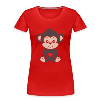 Humour petit singe babouin - T-shirt bio Premium Femme - rouge - Devant - Mia (176cm)