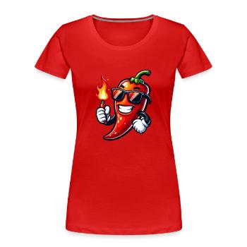 Scharfes Essen Liebhaber Von Chili Peppers Chef - Frauen Premium Bio T-Shirt - Rot - Vorne - Mia (176cm)