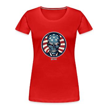 Der patriotische Totenkopf - Frauen Premium Bio T-Shirt - Rot - Vorne - Mia (176cm)