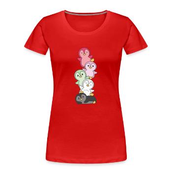 recipromantic Flag Pride LGBTQ süße Pinguin - Frauen Premium Bio T-Shirt - Rot - Vorne - Mia (176cm)