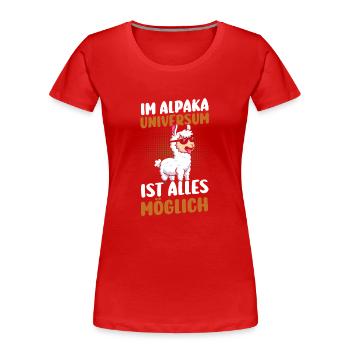 Alpaca - Women's Premium Organic T-Shirt - red - Front - Mia (176cm)